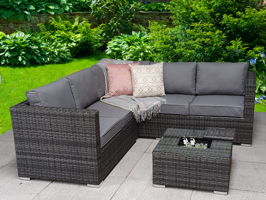 GEORGIA Corner Sofa with Ice Bucket Grey